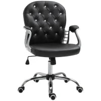 Office Chair, Comfortable Computer Desk Chair with Padded Seat and Adjustable Height, Tufted Back, Black