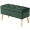 Storage Ottoman with Lid, Velvet Upholstered Storage Bench with Wood Legs for Living Room, Dark Green