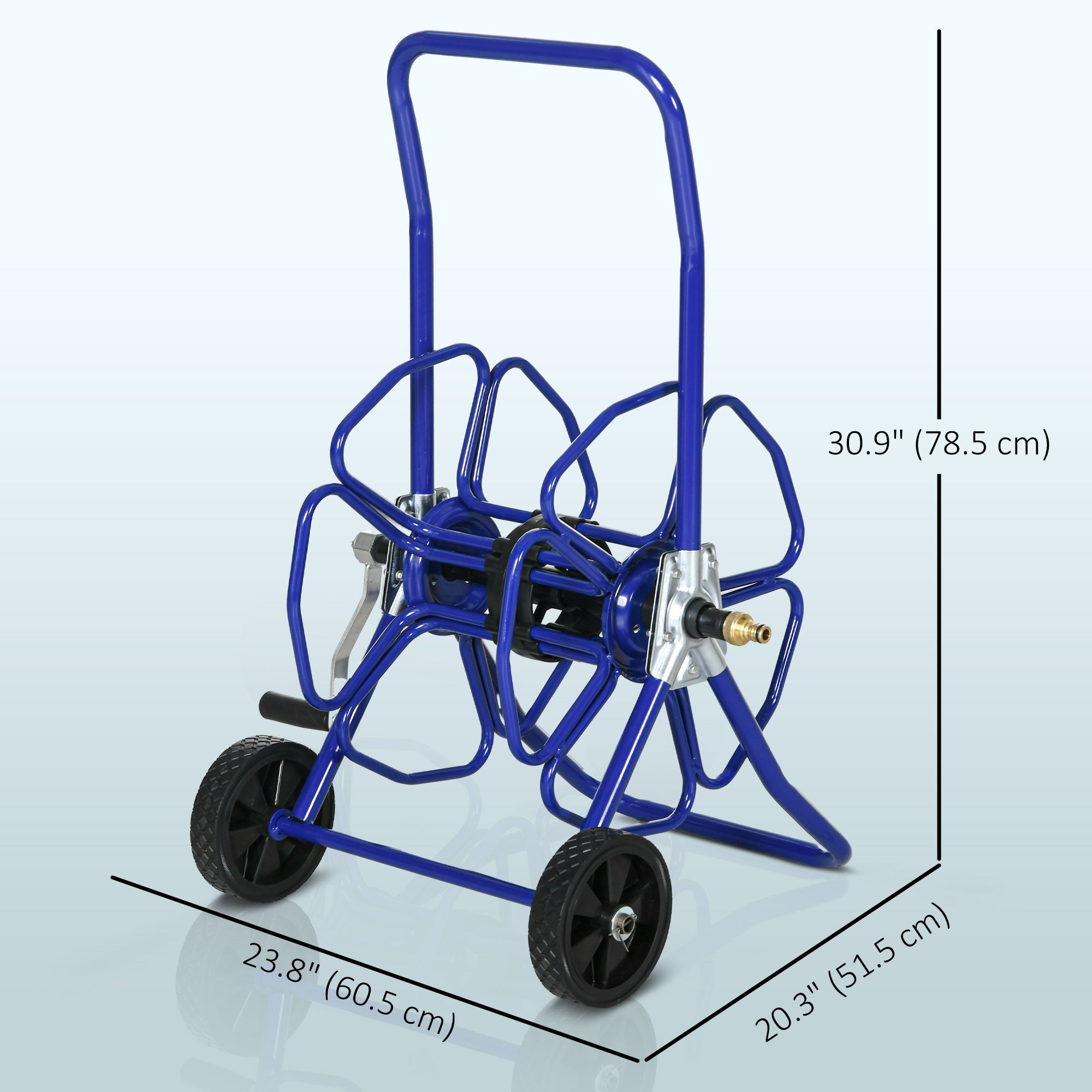 Outsunny 98 ft of 5/8" Hose Reel Cart (Hose Not Included), Garden Water Hose Carts with Wheels for Yard, Lawn, Blue 