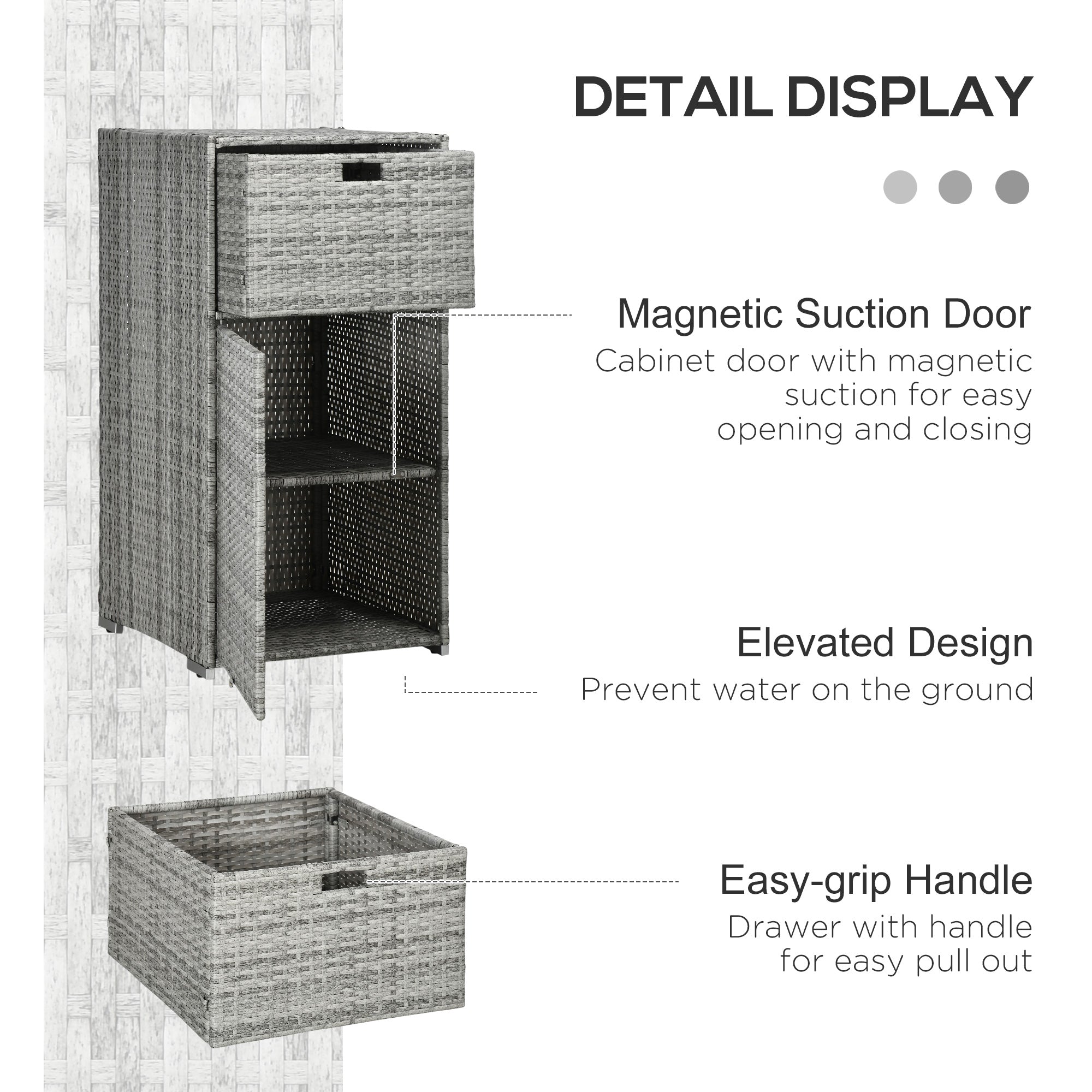 Outsunny Patio Storage Cabinet, Outdoor Towel Rack for Pool, Waterproof PE Rattan Wicker, Hot Tub Accessory, Mixed Gray 