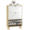 Narrow Shoe Cabinet, High Gloss Shoe Storage Cabinet with 3 Flip Drawers and Adjustable Shelves, Holds 24 Pairs, White