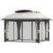 Outsunny 11' x 13' Patio Gazebo, Double Roof Outdoor Gazebo Canopy with Netting & Curtains, Galvanized Metal Frame, Light Grey