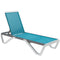 Outdoor Chaise Lounge Chair, Patio Aluminum Tanning Chair with 5-Level Adjustable Back, Portable Wheels, Turquoise