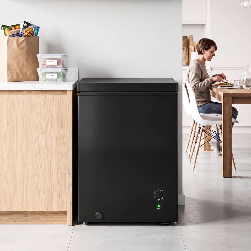 3.5 Cu. Ft. Chest Freezer with Adjustable Temperature Control & Storage Basket - Gray or Black