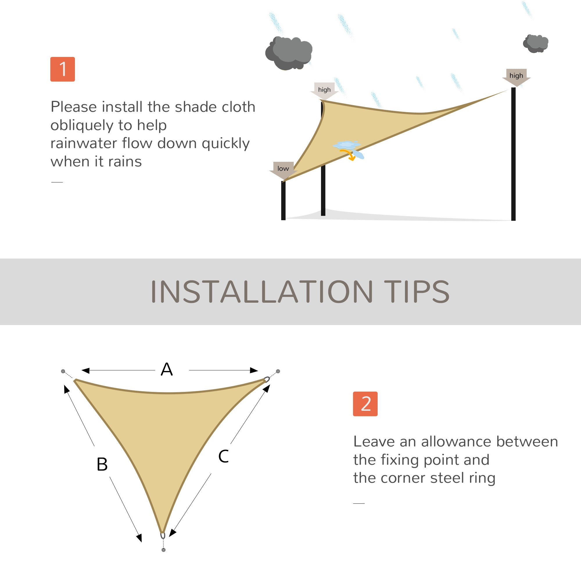 Outsunny Sun Shade Sail: 10ft Triangle UV Protection Outdoor Patio Shelter Canopy, Sand with Portable Bag 