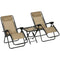Outsunny Zero Gravity Chair Set of 2 Patio Chair with Side Table Cupholders and Pillows for Pool, Backyard, Lawn, Beige
