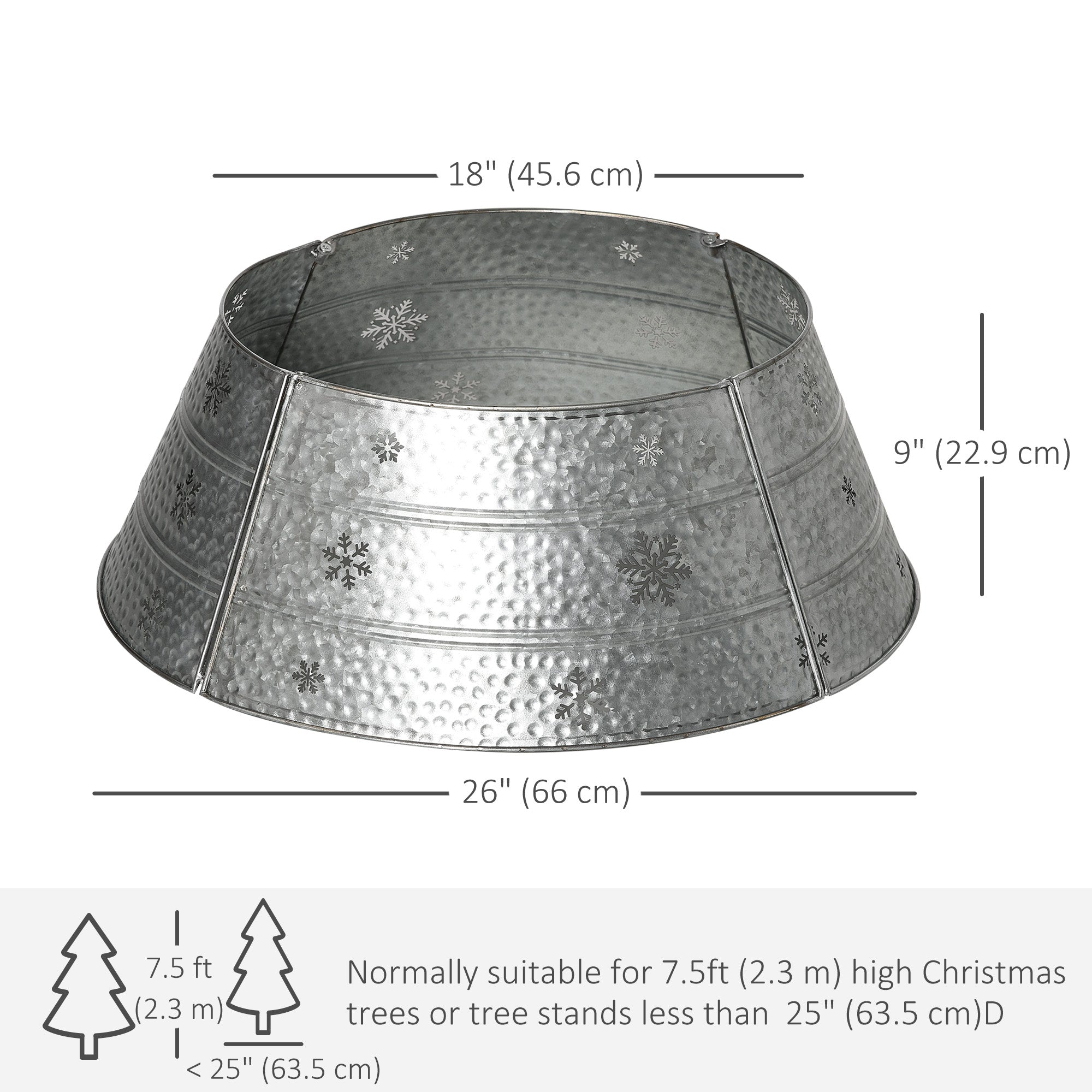 HOMCOM 26" Christmas Tree Base Cover, Christmas Tree Collar with Hollow Snowflake Pattern for Holiday, Party, Silver 