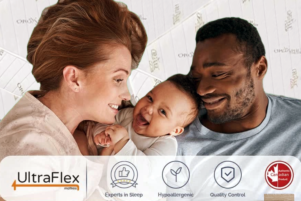UltraFlex® EcoZen- Mattress and BoxSpring Set Medium Firm Reversible, CertiPUR-US® Certified Foam, Organic Bamboo Cover, Pressure Releiving, Cooling Gel Infused, Eco-Friendly Mattress ( Made In Canada )