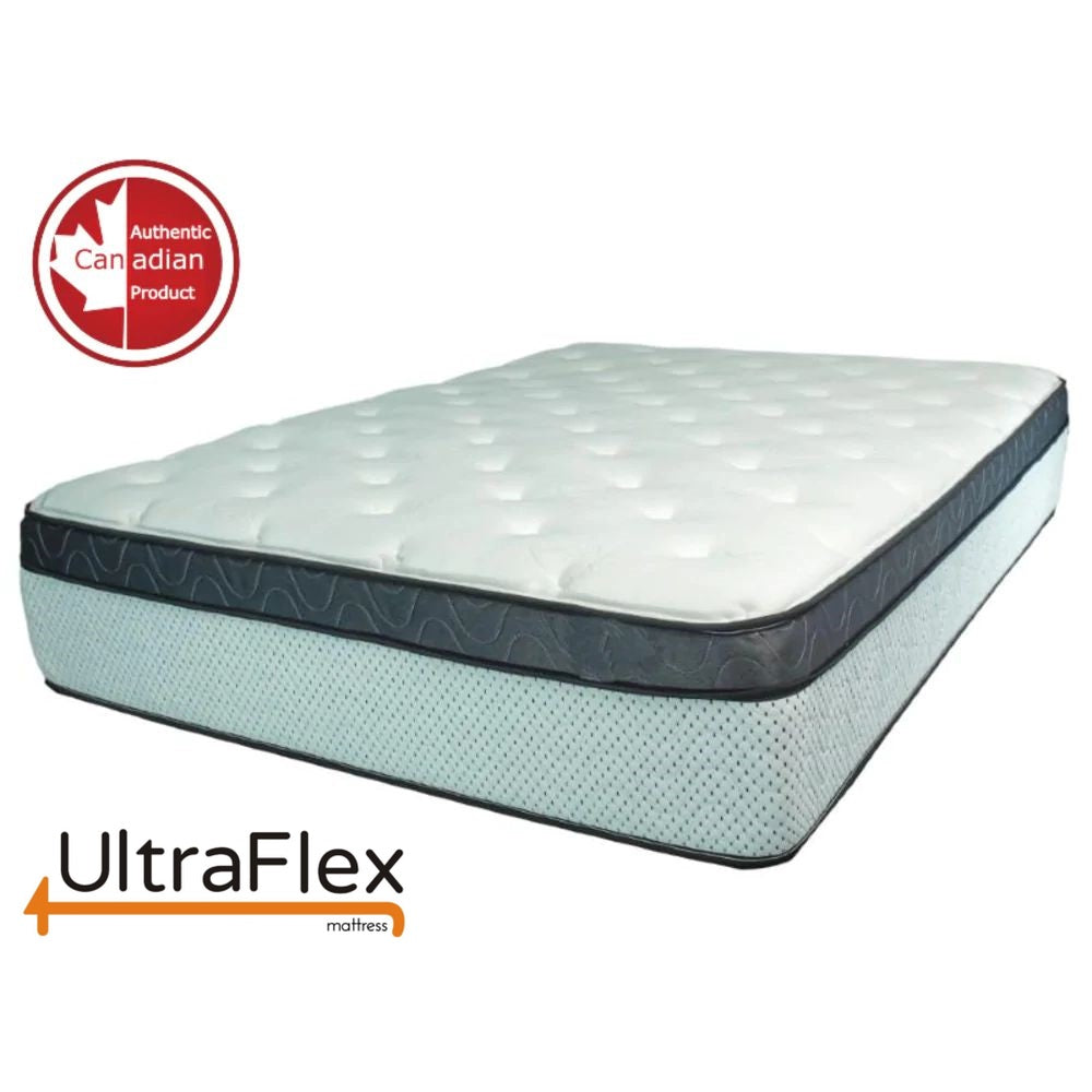 UltraFlex® EUPHORIA 14" Mattress and BoxSpring Set Orthopedic Eurotop Pocket Coil Foam Encased Eco-friendly Hybrid Mattress (Made in Canada)