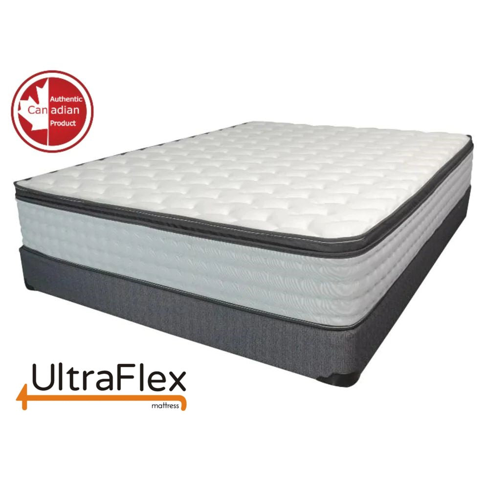 UltraFlex® LUSH 12" Mattress and BoxSpring Set Orthopedic Eurotop Pocket Coil Premium Foam Encased, Eco-friendly Hybrid Mattress (Made in Canada)