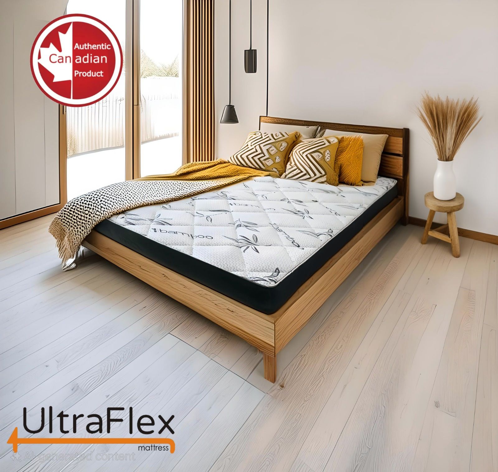 UltraFlex® DreamEasy - Mattress and BoxSpring Set Canadian-Made Medium Firm Gel Infused Comfort with Quilted Top, Pressure Relief, Cooling Technology, Bamboo Cover, CertiPUR-US® Certified Foam (Made in Canada)