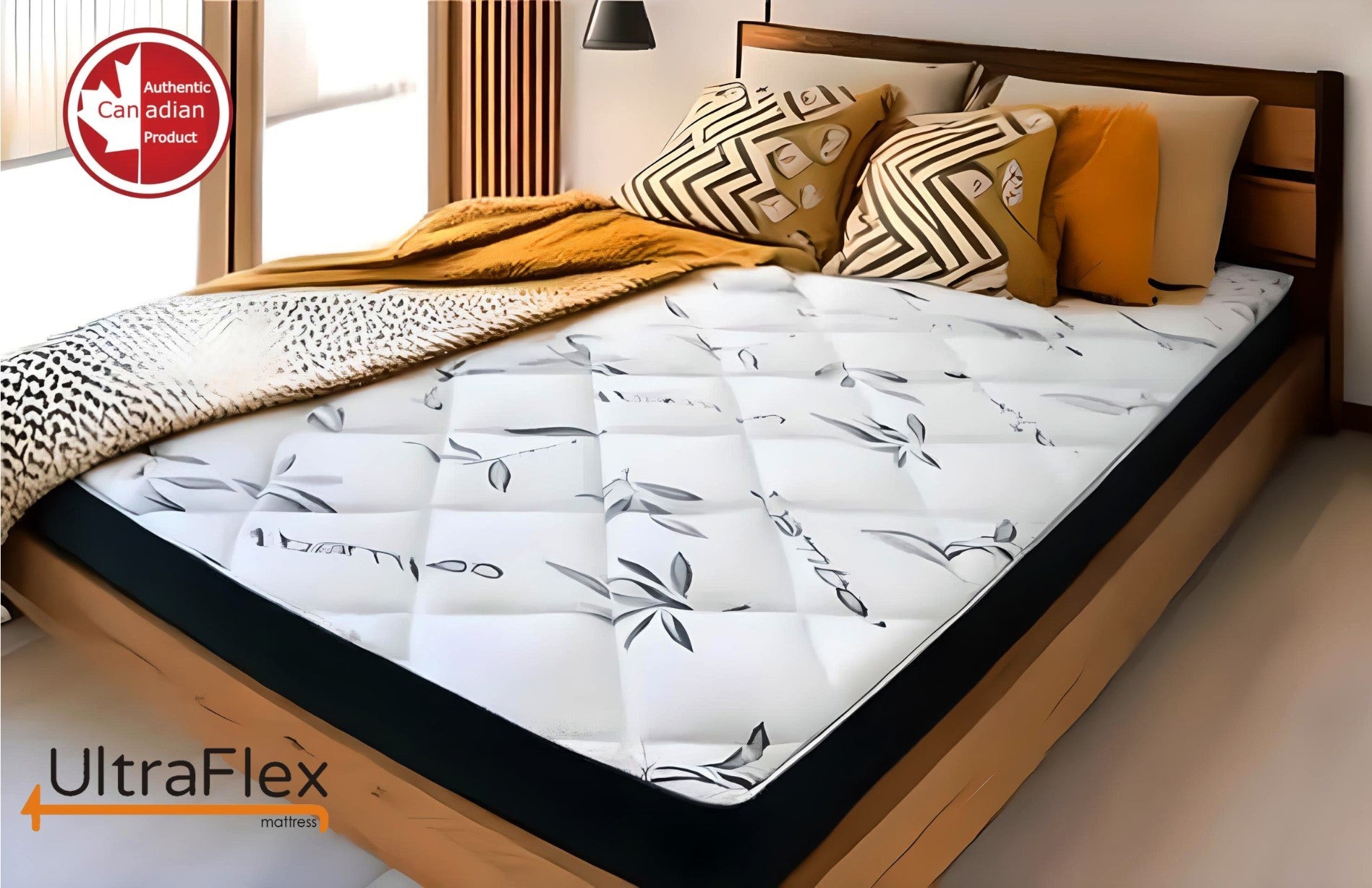 UltraFlex® DreamEasy - Mattress and BoxSpring Set Canadian-Made Medium Firm Gel Infused Comfort with Quilted Top, Pressure Relief, Cooling Technology, Bamboo Cover, CertiPUR-US® Certified Foam (Made in Canada)