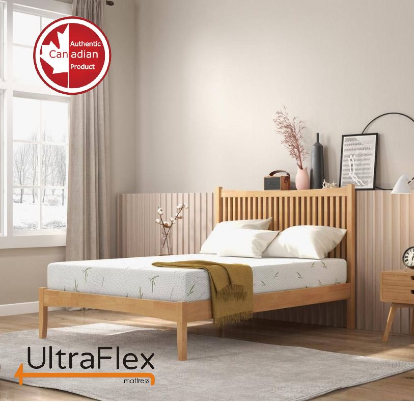 UltraFlex EasySleep- Canadian-Made Medium Firm Gel Infused Reversible Comfort With Pressure Relief, Cooling Technology, Bamboo Cover, CertiPUR-US® Certified Foam Eco-Friendly Mattress (Made in Canada) 