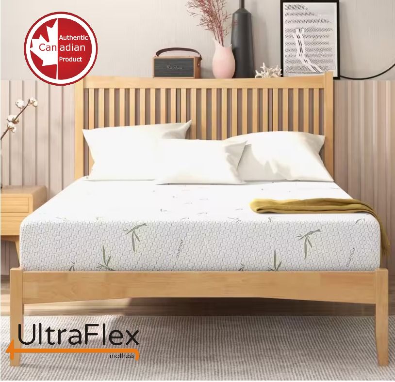UltraFlex EasySleep- Canadian-Made Medium Firm Gel Infused Reversible Comfort With Pressure Relief, Cooling Technology, Bamboo Cover, CertiPUR-US® Certified Foam Eco-Friendly Mattress (Made in Canada) 