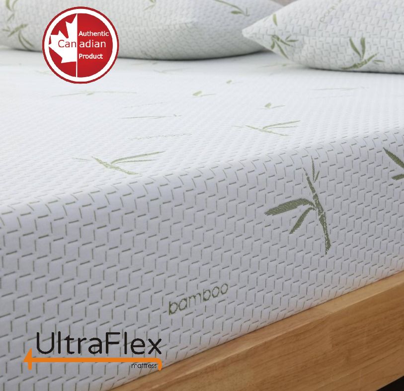 UltraFlex EasySleep- Canadian-Made Medium Firm Gel Infused Reversible Comfort With Pressure Relief, Cooling Technology, Bamboo Cover, CertiPUR-US® Certified Foam Eco-Friendly Mattress (Made in Canada) 