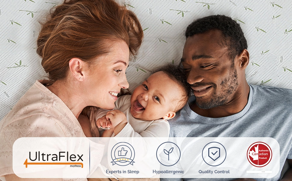 UltraFlex EasySleep- Canadian-Made Medium Firm Gel Infused Reversible Comfort With Pressure Relief, Cooling Technology, Bamboo Cover, CertiPUR-US® Certified Foam Eco-Friendly Mattress (Made in Canada) 