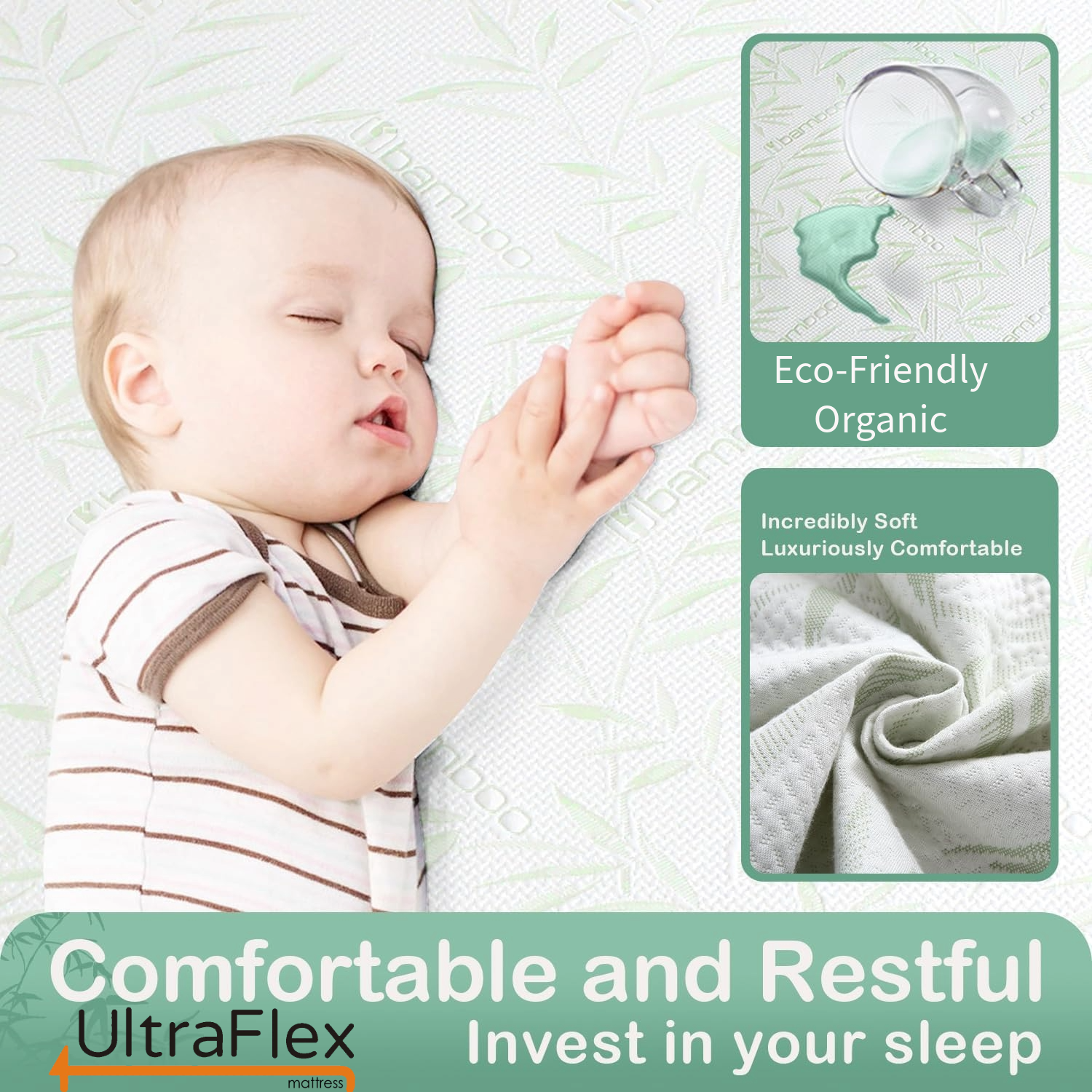 UltraFlex EasySleep- Canadian-Made Medium Firm Gel Infused Reversible Comfort With Pressure Relief, Cooling Technology, Bamboo Cover, CertiPUR-US® Certified Foam Eco-Friendly Mattress (Made in Canada) 