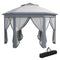 Outsunny Pop Up Hexagon Patio Gazebo 13x13ft Double Roof Outdoor Instant Shelter Garden with Netting Grey