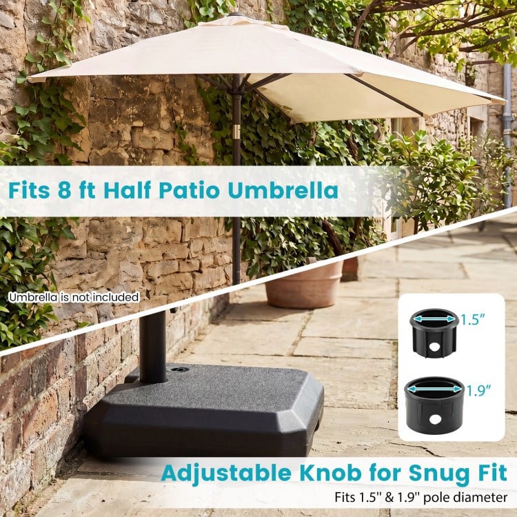 Umbrella Base for Half Patio Umbrellas 48.5 lbs Water & Sand Fillable Umbrella Stand