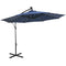 Outsunny 10ft Outdoor Cantilever Umbrella with Solar Lights Banana Adjustable Angle for Patio Backyard Navy Blue