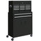 6-Drawer Rolling Tool Chest, 2 in 1 Lockable Storage Cabinet with Hooks, Metal Tool Box for Garage, Workshop, Black