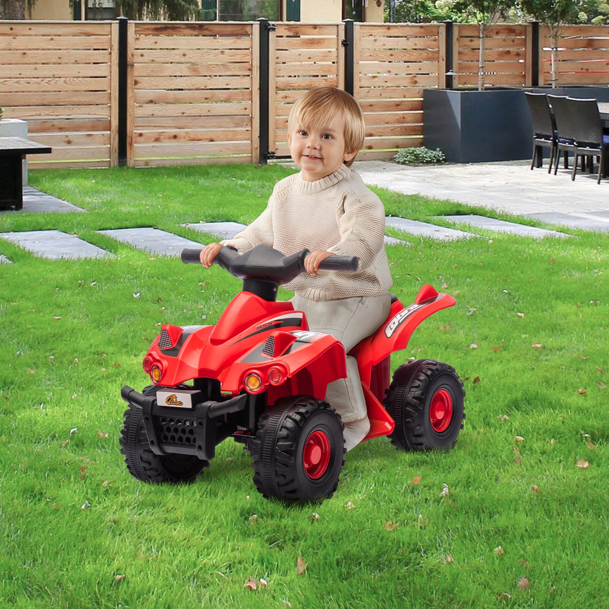Qaba 6V Kids ATV Quad w/ Music, Forward, for 2-6 Years, Red 