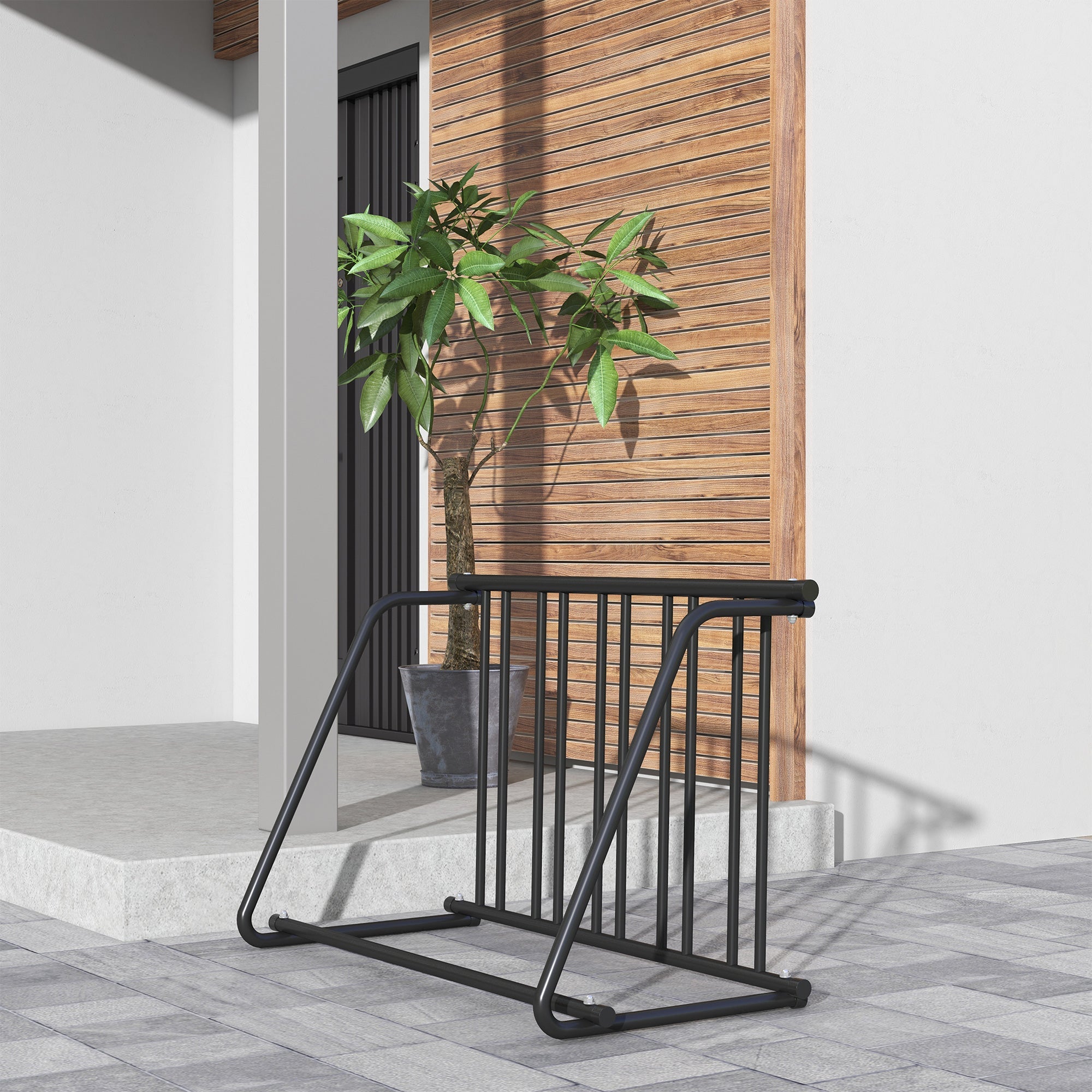 Soozier All-Steel Bike Rack, 45" Bike Stand, 3-Bike Capacity, Single-Side, for Garages Streets Yards Schools 