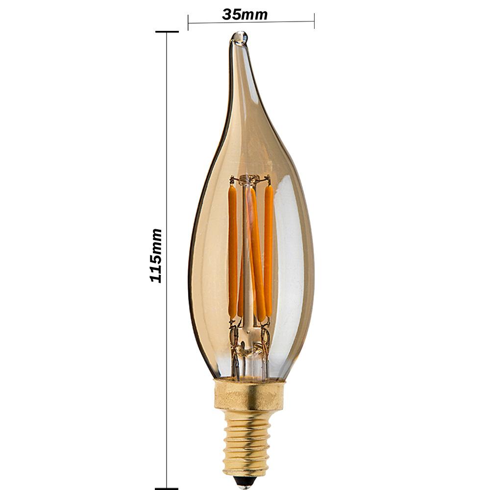 E12 4W C35 LED Candelabra Bulbs 2200K Warm White Dimmable LED Filament Bulb~1041