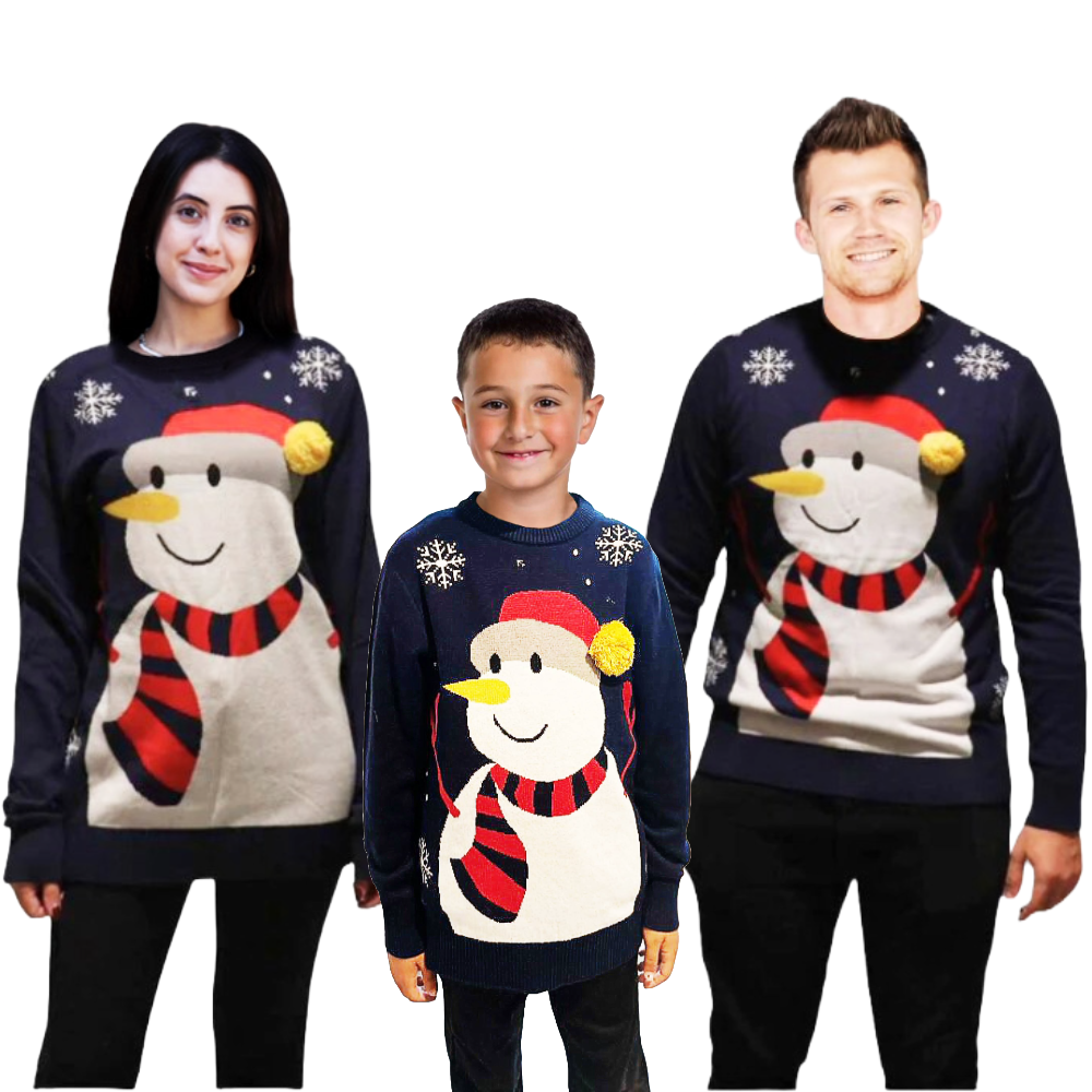 Family Bundle - Snowman Sweater With a Pompom 
