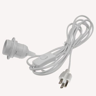 Plug In Pendant with Switch Holder Vintage Lamp Lighting E26 Rubber Cable - White~1216 