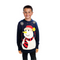 Boy Snowman Sweater With a Pompom Festive Christmas Knit Cozy Dark Blue Holiday Jumper