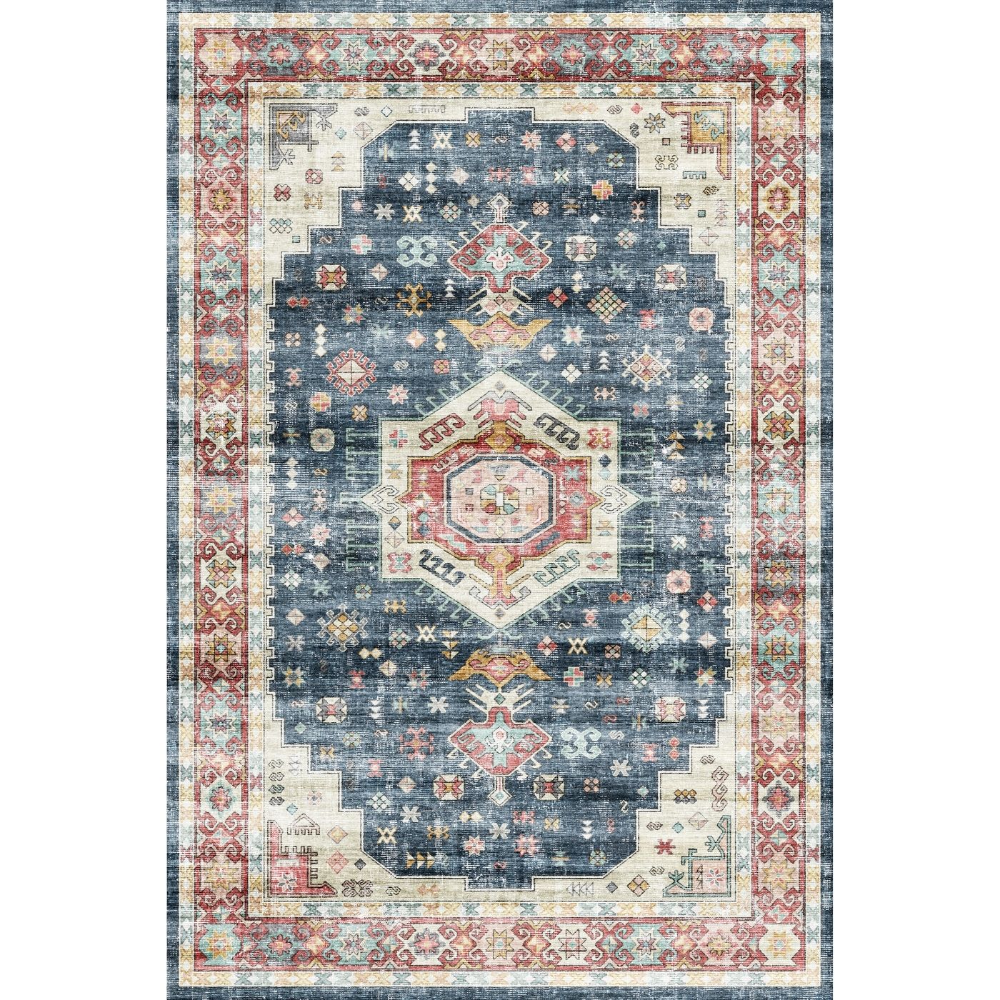 Dilara Multi Color Red Blue Rug 