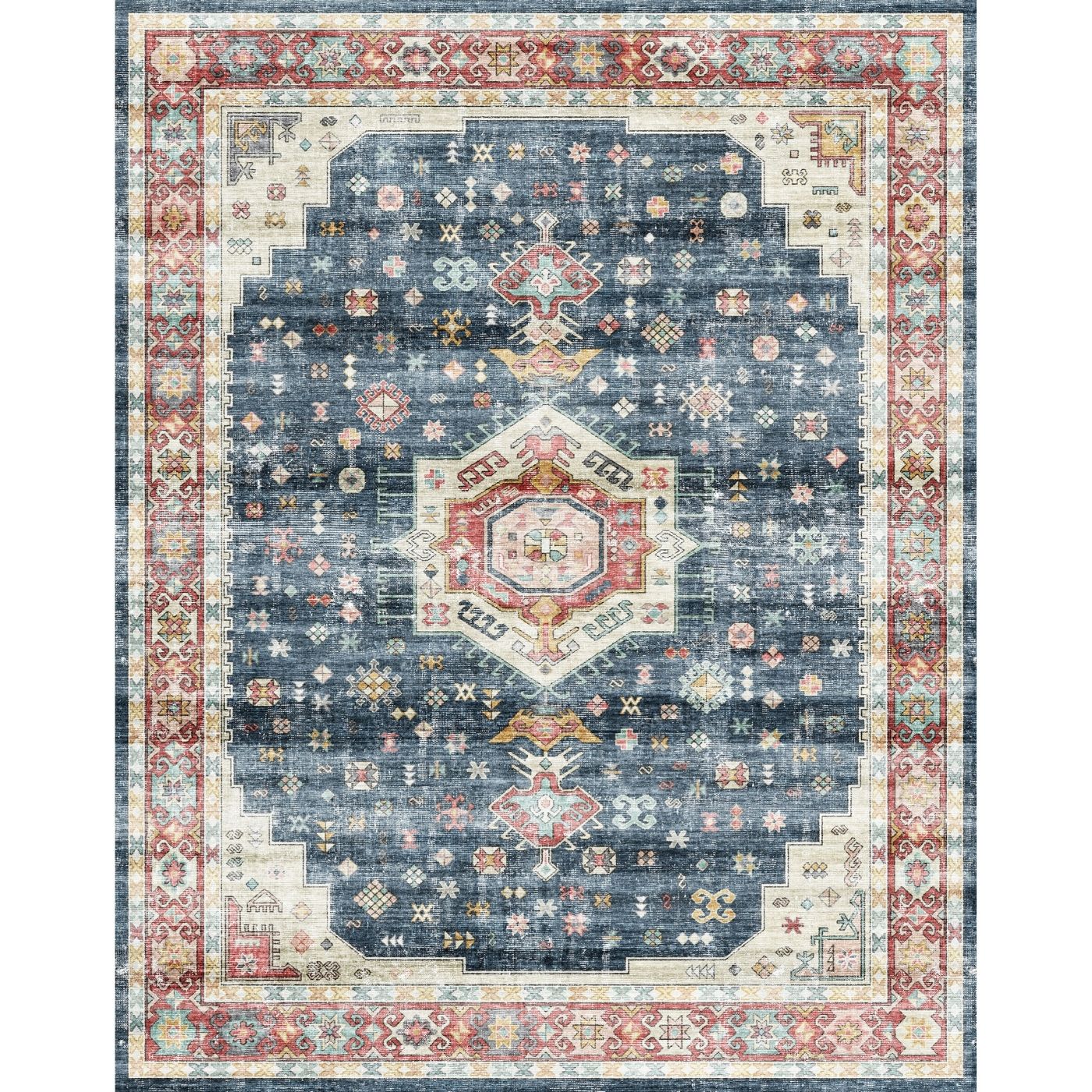 Dilara Multi Color Red Blue Rug 
