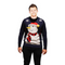 Snowman Sweater With a Pompom – Cozy Dark Blue Christmas Sweater with Cheerful Snowman, Pom Pom Hat & Festive Snowflake Design