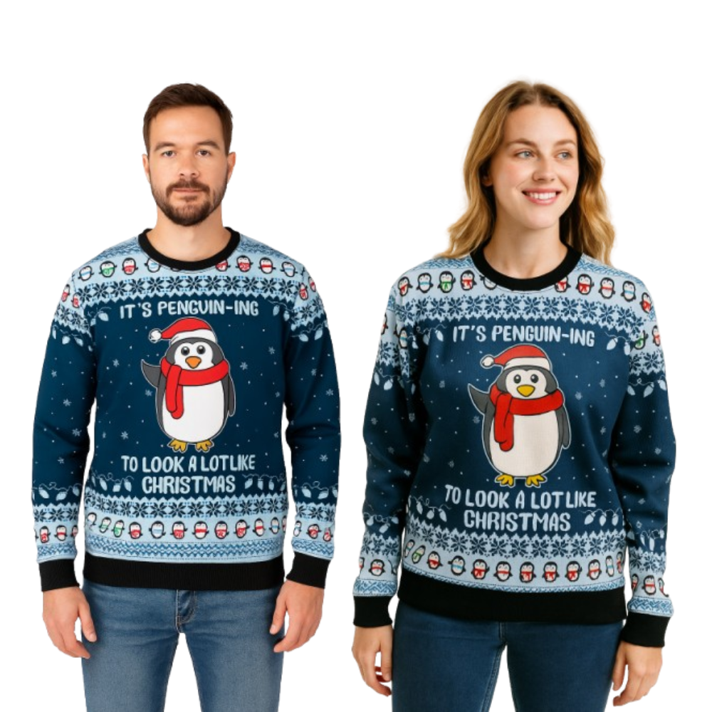 Couple - Cute Penguin Sweater with Pom Pom 