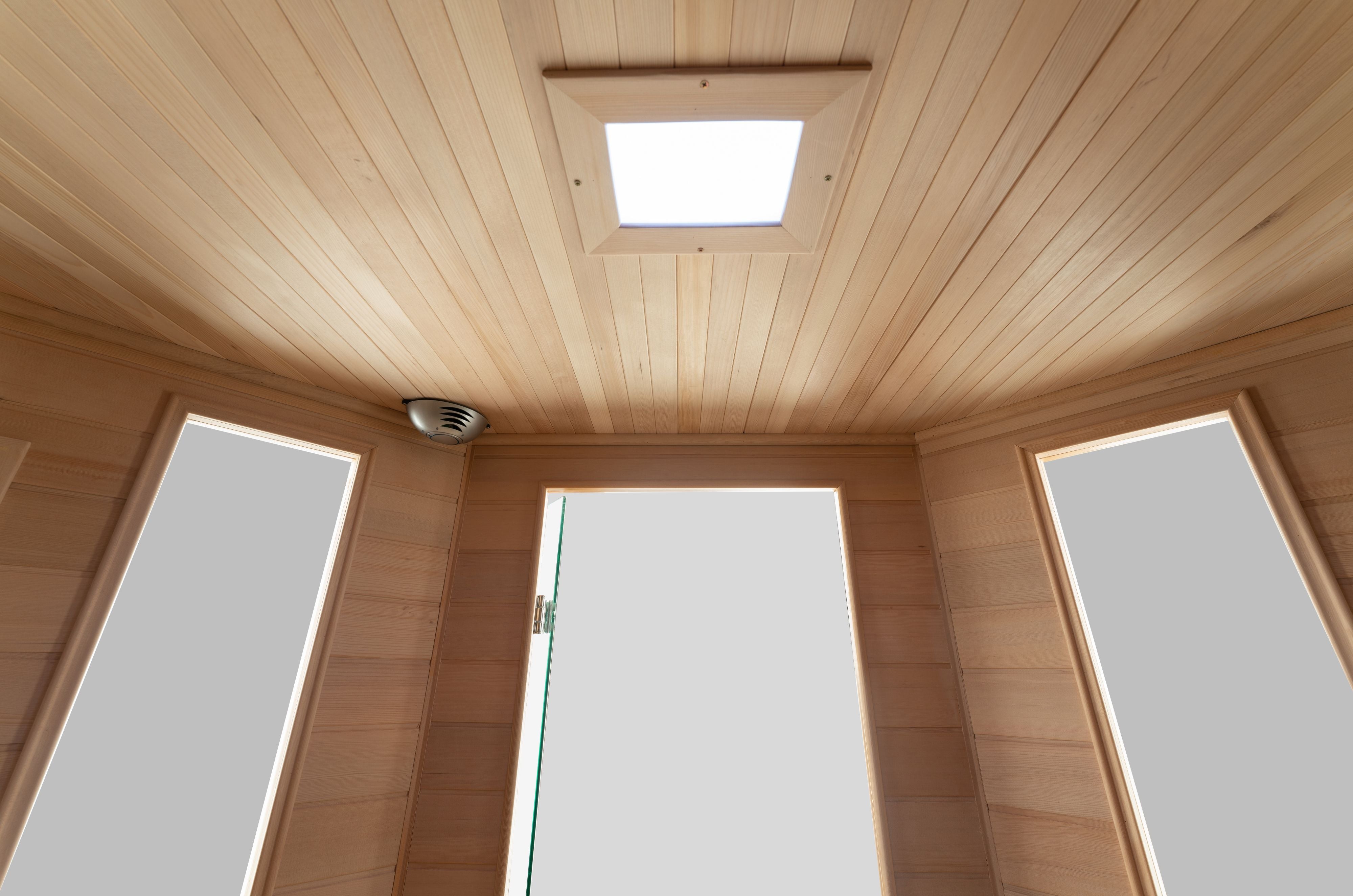 Blisspod, Vienna, Corner Spacious Far Infrared Sauna Canadian Hemlock Ultra Low EMF, 12 Heaters, 4-5 Persons 