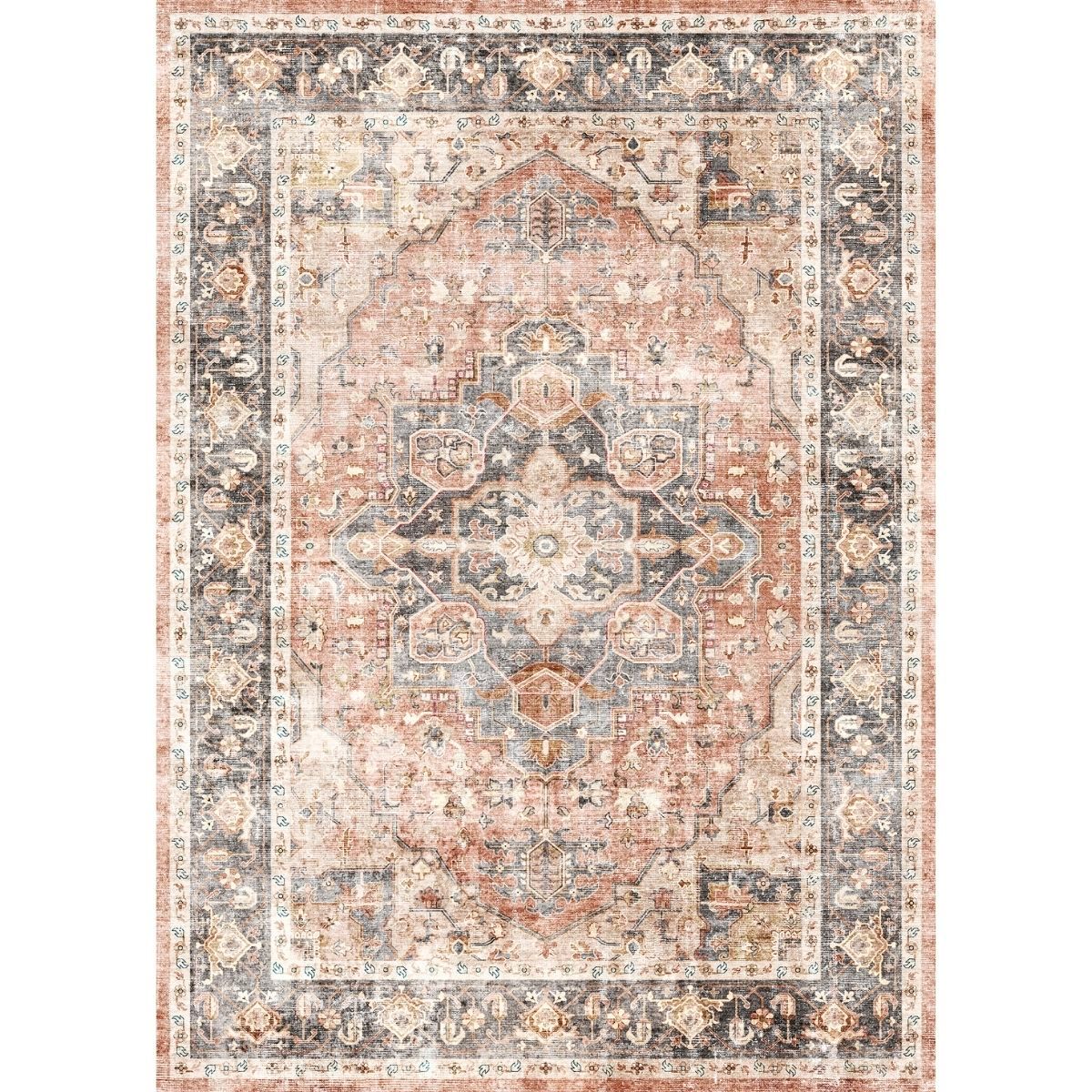 Riverra Terracotta Black Rug 
