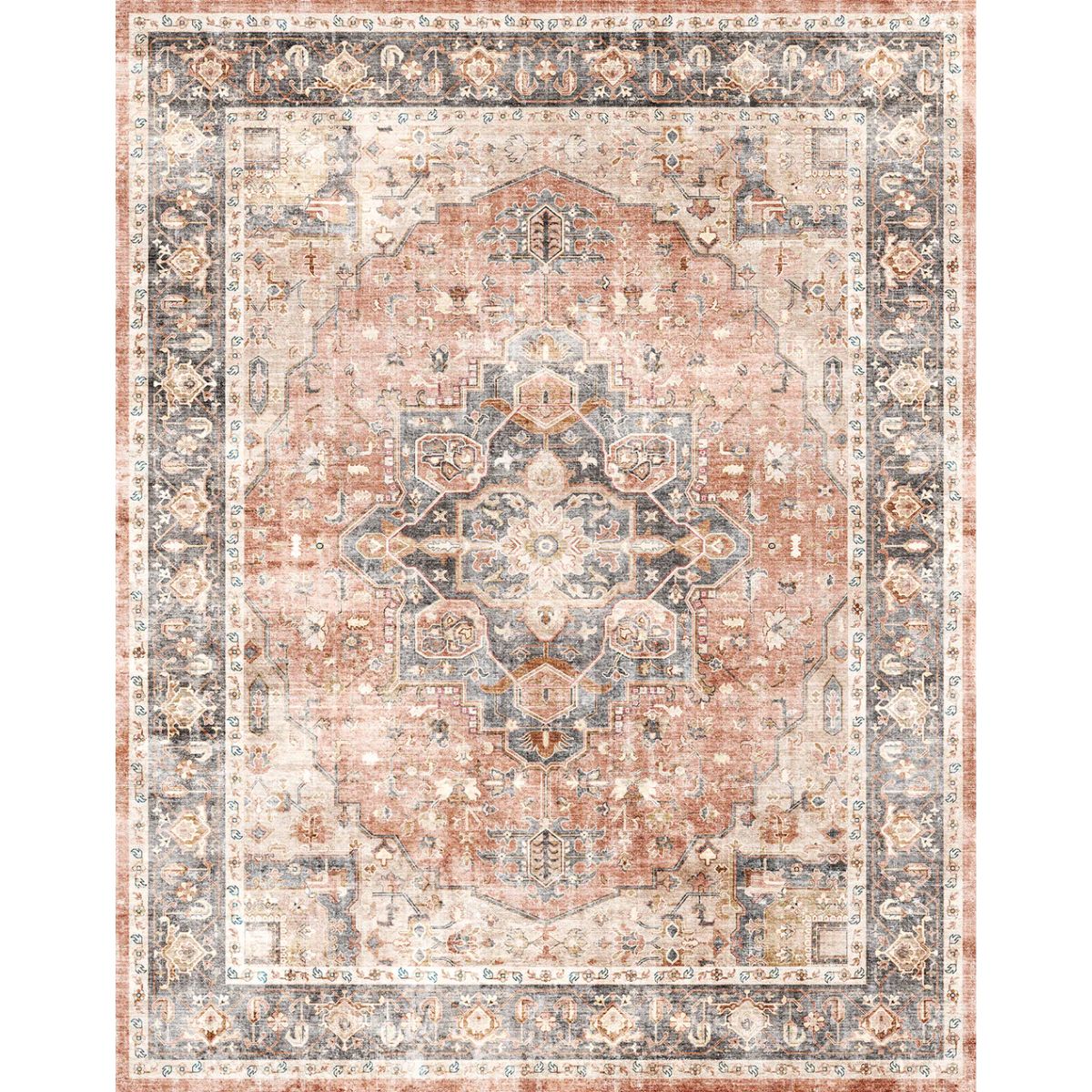Riverra Terracotta Black Rug 