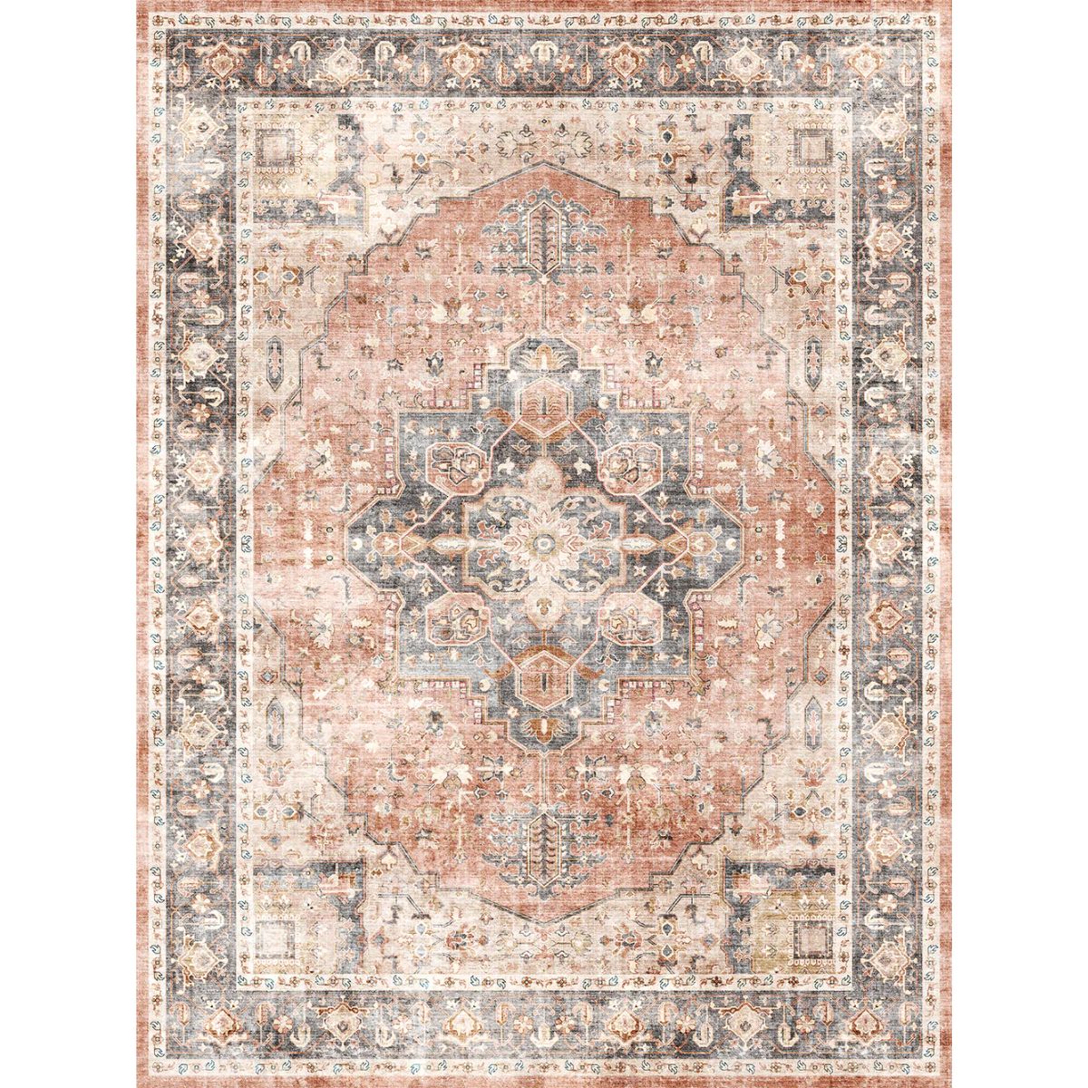 Riverra Terracotta Black Rug 