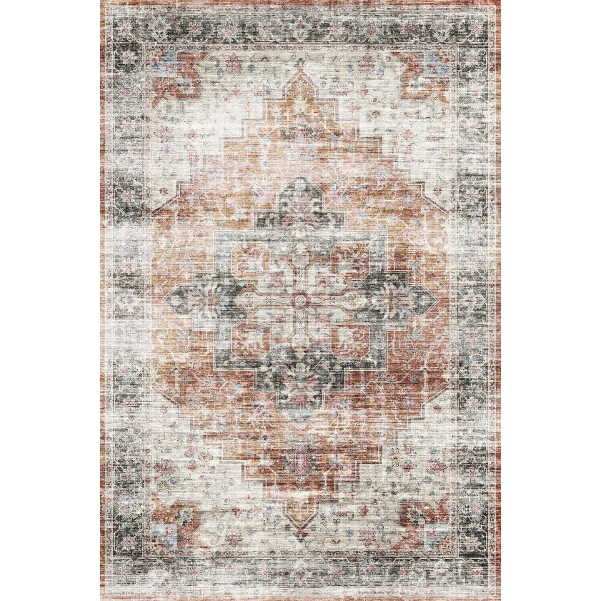 Echo Burnt Orange Black Pink Rug 