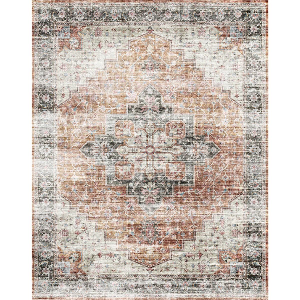 Echo Burnt Orange Black Pink Rug 