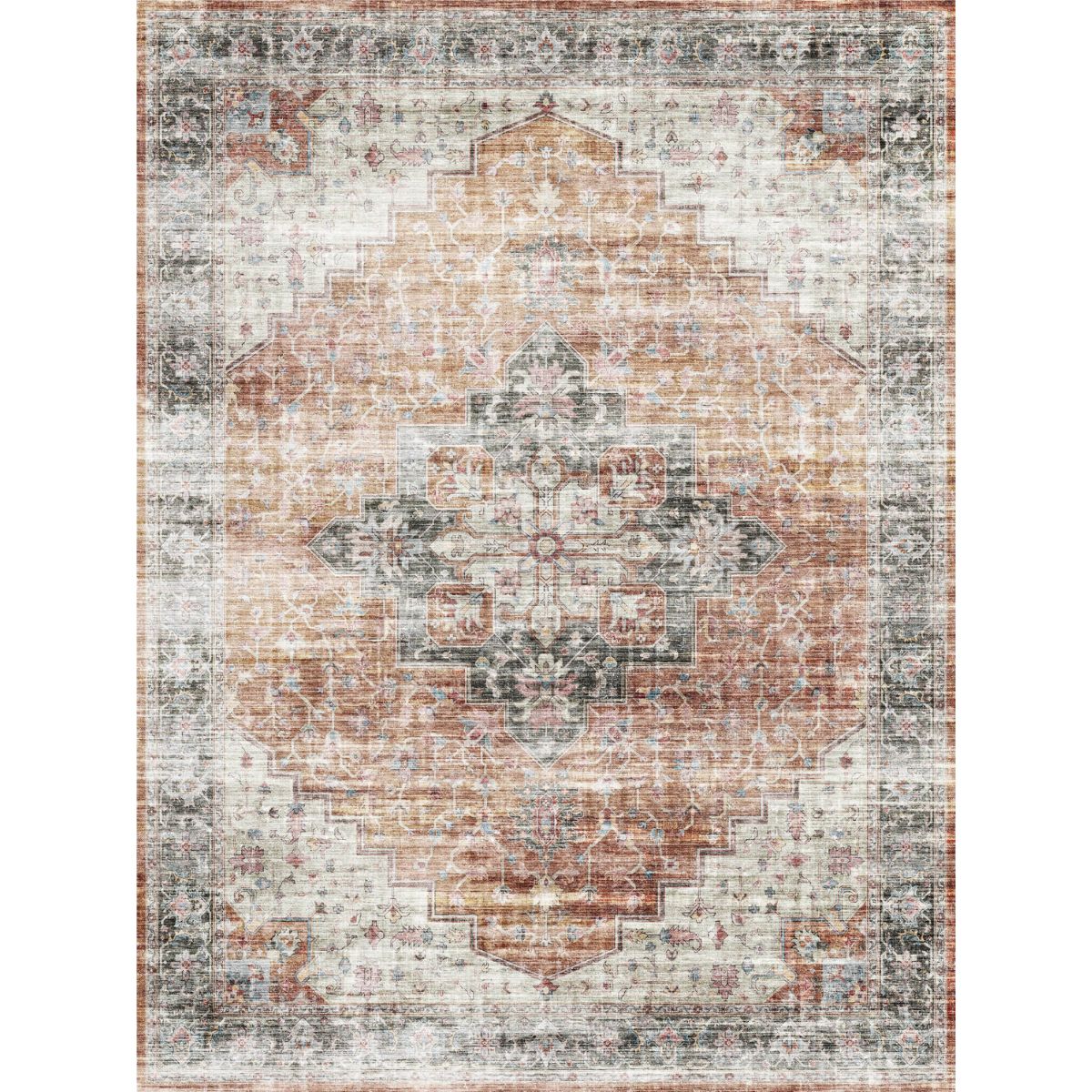 Echo Burnt Orange Black Pink Rug 