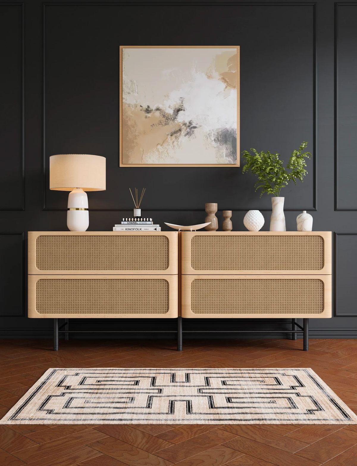 Noa Natural Black Rug 