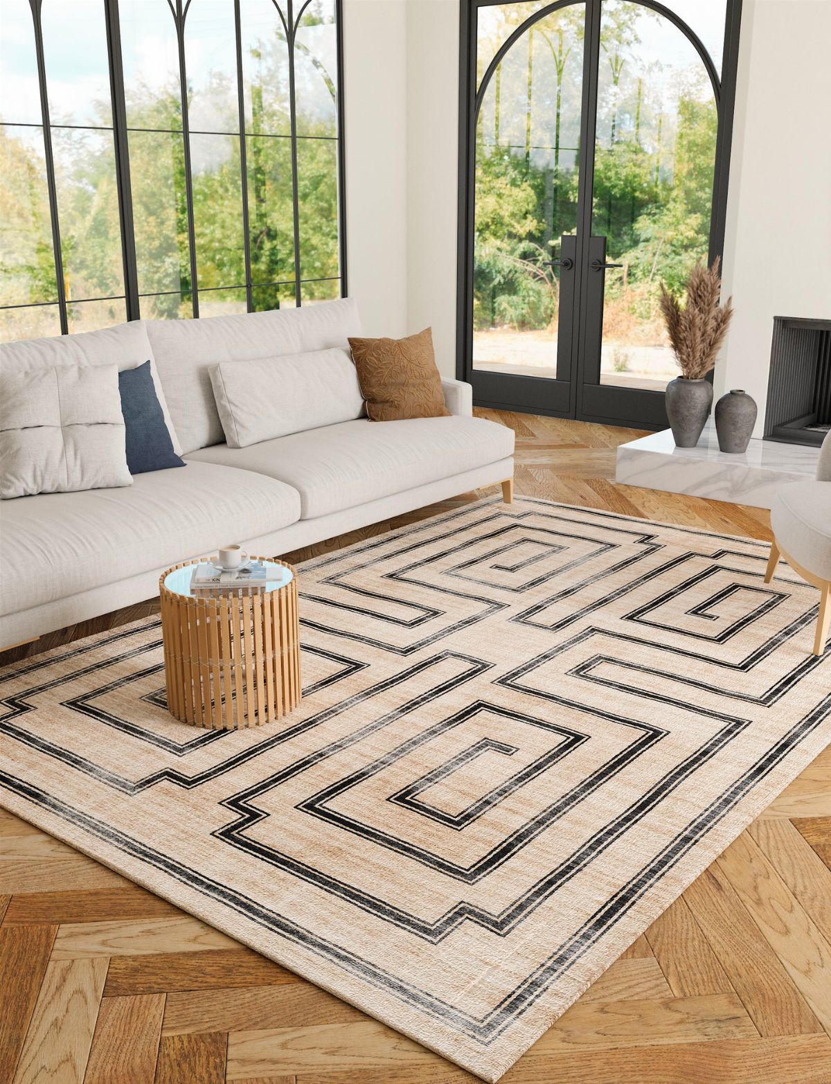 Noa Natural Black Rug 