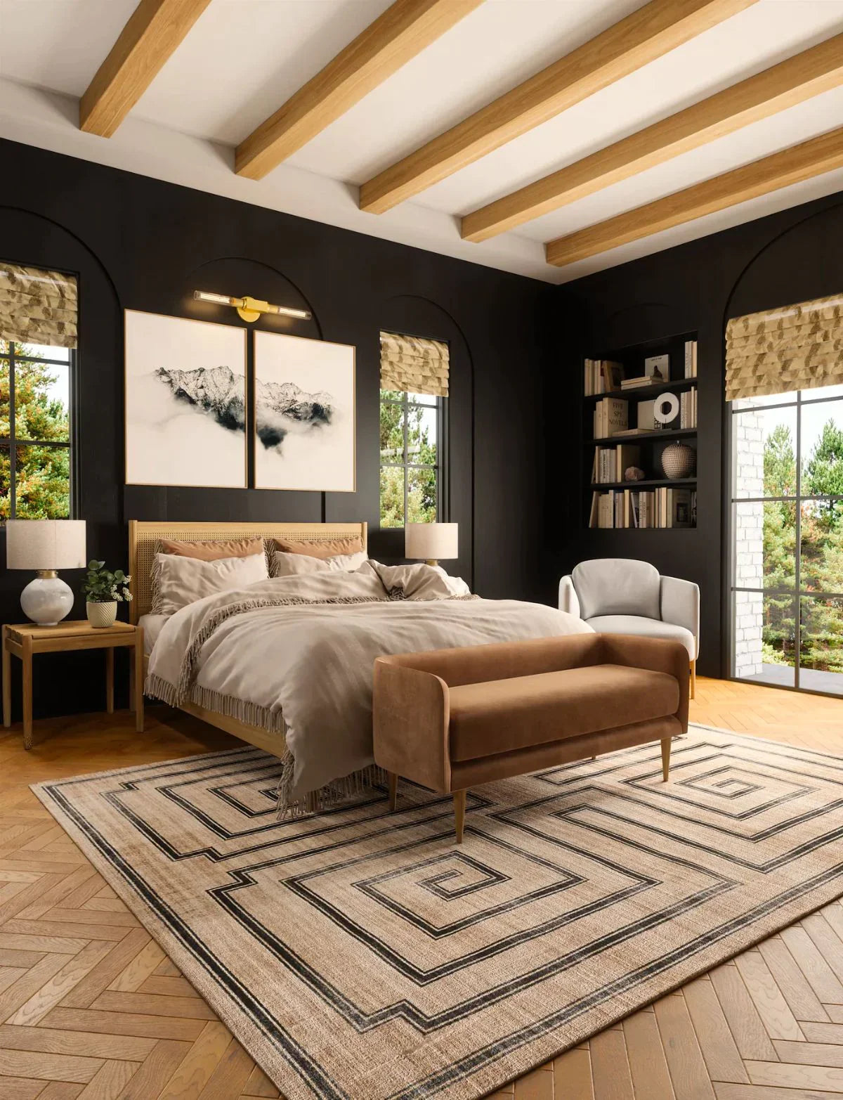 Noa Natural Black Rug 