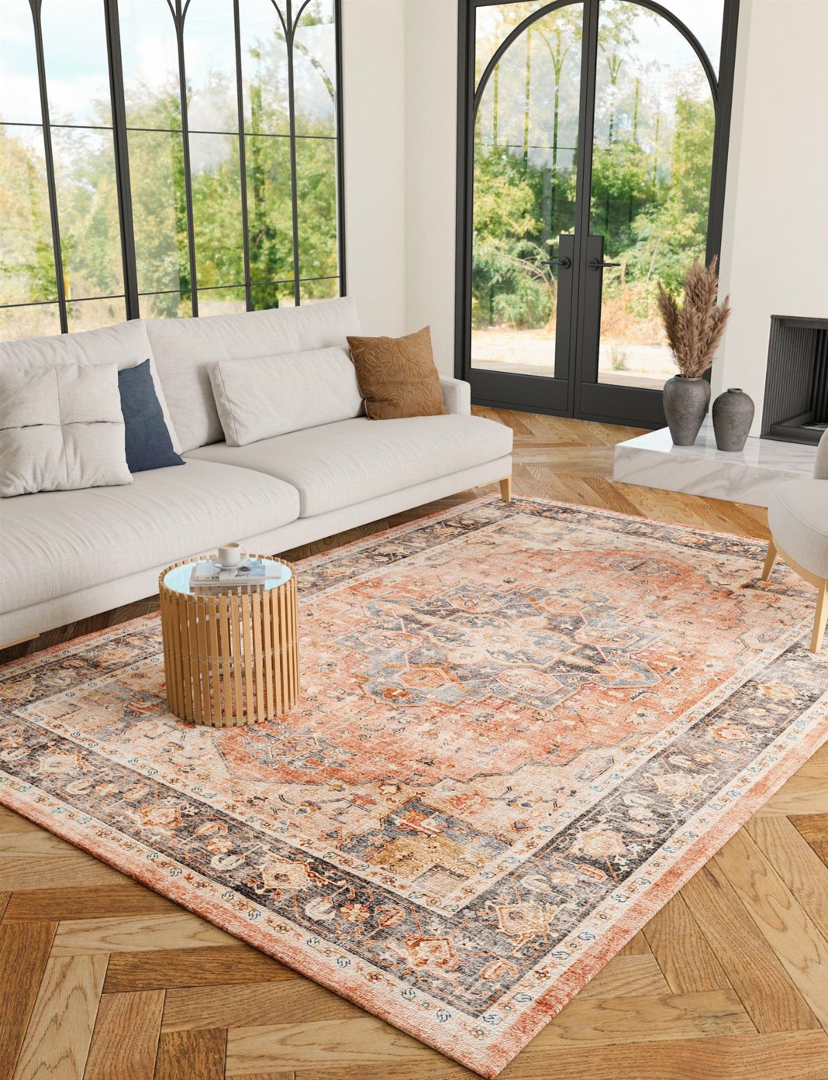 Riverra Terracotta Black Rug 