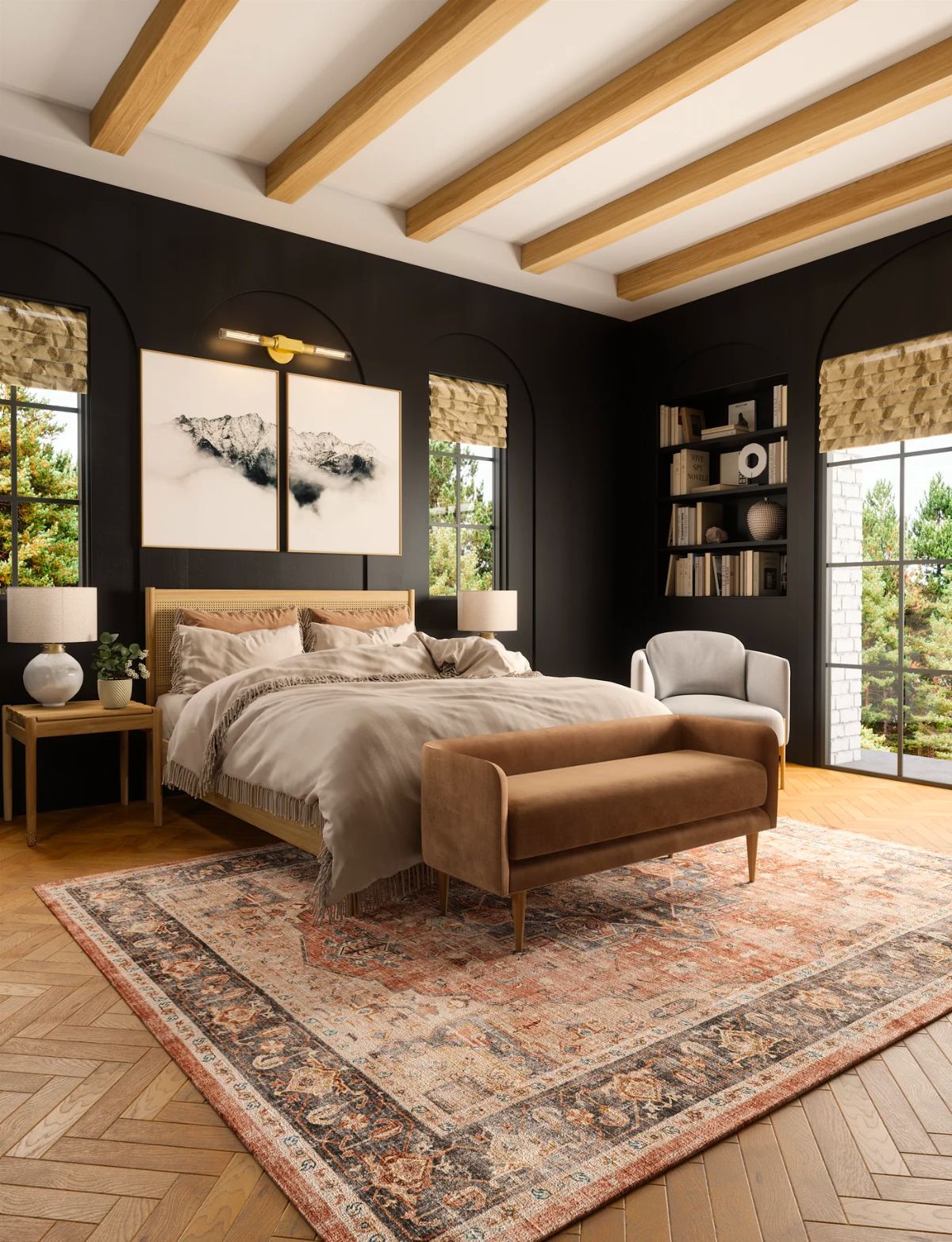 Riverra Terracotta Black Rug 