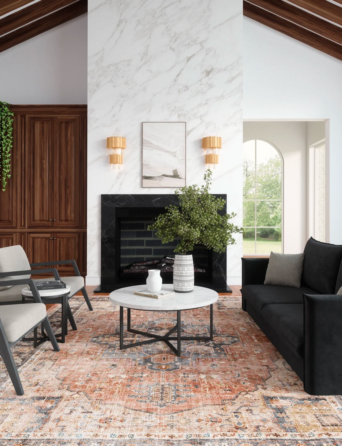 Riverra Terracotta Black Rug 