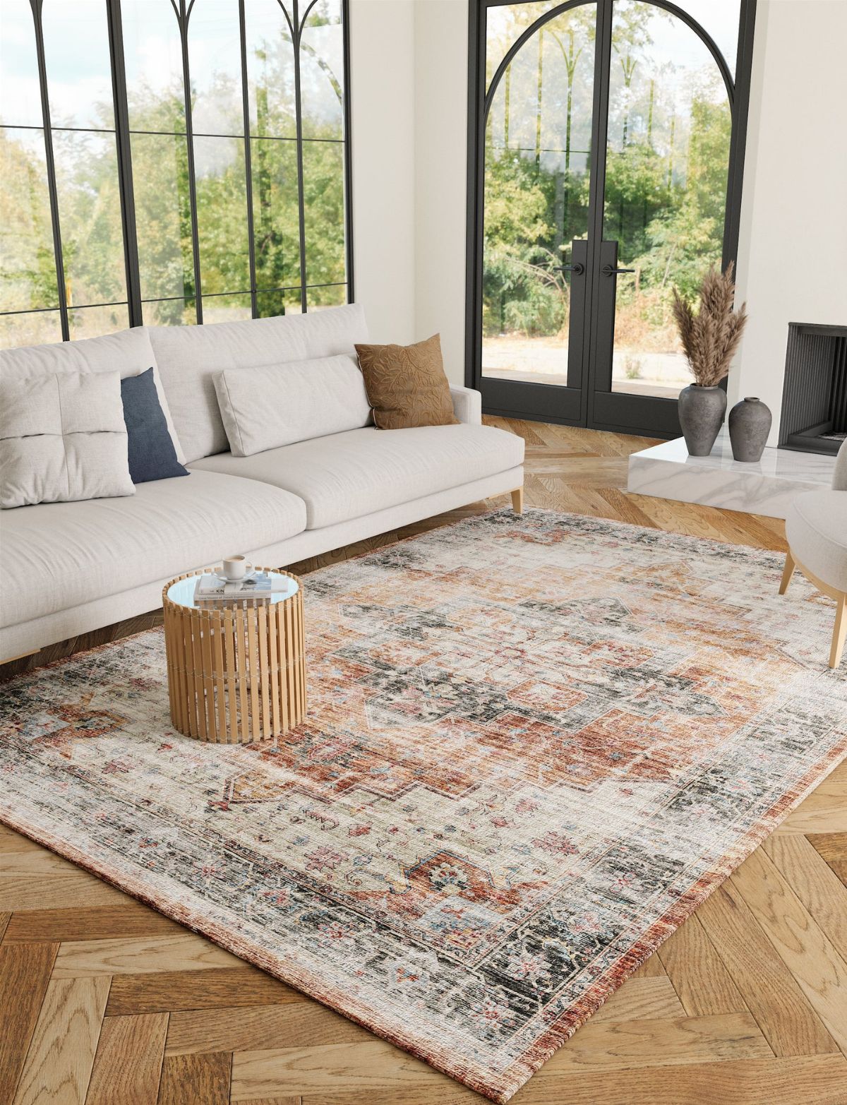 Echo Burnt Orange Black Pink Rug 