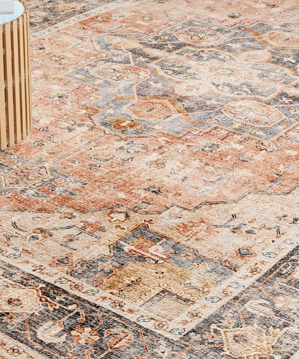 Riverra Terracotta Black Rug 